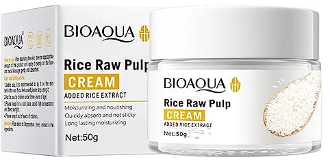 Rice Face Cream, Glowing Look, Improves Moisture Skin Barrier, Nourishes Deeply, Soothing to Even Out Skin Tone, Rich Moisturizer for Long-lasting Smooth Absorbtion without Stickiness