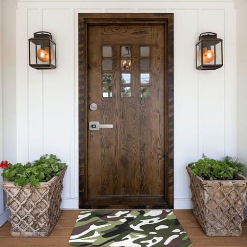 PHAYAH Zerbino mimetico verde militare, 40,6 x 61 cm, per interni, porta anteriore e posteriore, per patio, ingresso, garage, patio, casa, veranda