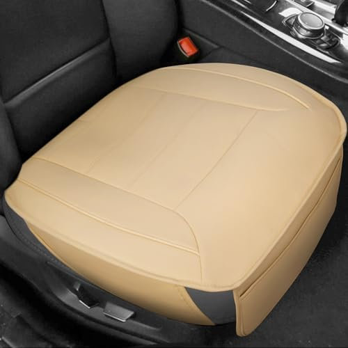 NIGOOLATA PU Leder Autositzbezüge Vordersitze Universal Universal Sitzschoner Sitzbezüge Auto Vorne 1 Stück, Beige