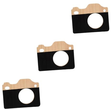 Alasum 3stücke Kreative Holz Kamera Skulptur Multifunktionale Tischdekoration Für Fotografie- Für Wohn Und Büroräume Elegantem Schwarz