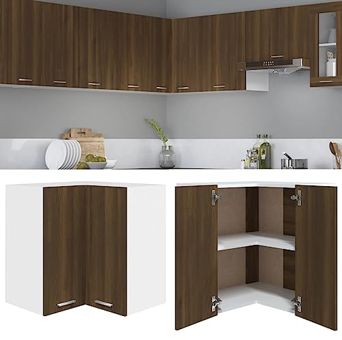 Cabinets & Storage-Kitchen Cabinets-Hanging Corner Cabinet Brown Oak 57x57x60 cm Engineered Wood