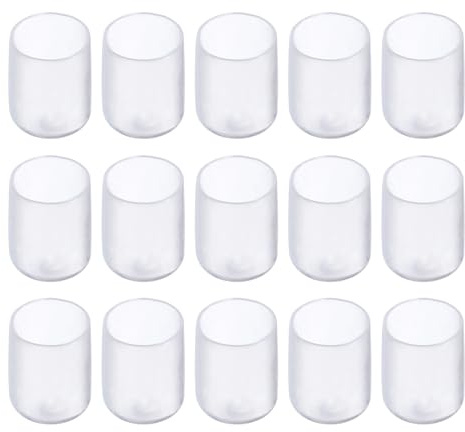 Rebower 15 Stück PVC Endkappen, 12mm ID Abdeckkappen, Rund PVC Stopfen, Schutzkappen für Schrauben, Gewindebolzen, Möbelfüße, Zaunpfosten, Drahtseile, Rohr, Transparent