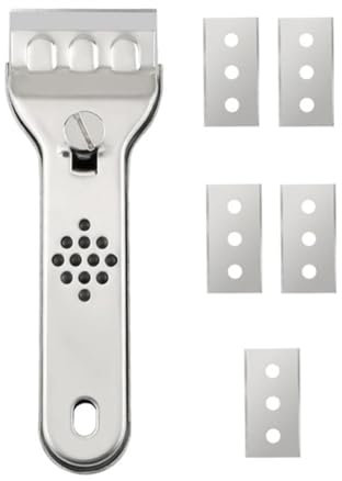 Raschietto per cottura – raschietto multiuso in ceramica con 5 lame di ricambio | raschietto per piano cottura versatile e adatto per piani cottura in ceramica