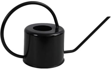 Regadera de metal para plantas al aire libre, boquilla larga, plantas de interior, regadera de acero inoxidable, maceta vintage para suculentas, bonsái, jardín, flores, color negro, 1,3 L