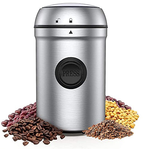 Molinillo de café eléctrico con Cuchillas de Acero Inoxidable, Molinillo de café portátil, licuadora de café, Molinillo de Especias para Granos de café, pimientos, Hierbas, nueces, Granos, 200 W,