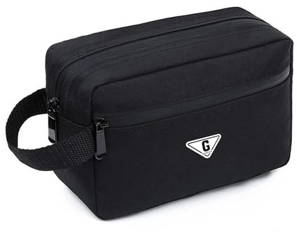 RVOKYE Kleiner Reise-Kulturbeutel für Damen und Herren, personalisierbar, wasserabweisend, Mini-Badezimmertasche, kompakter Hygienebeutel für Reisen oder Fitnessstudio (G, Schwarz)