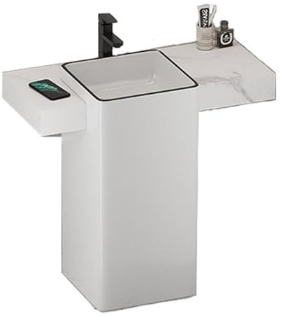 CAFIEDR Badezimmerwaschbecken, Badezimmerwaschtisch mit Schieferarbeitsplatte und Keramikwaschbecken, moderner minimalistischer Badezimmerwaschtisch mit quadratischem Becken, was(100 cm)