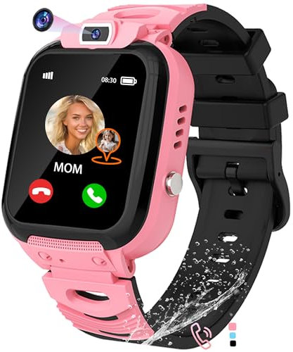 EUNICECG Smartwatch Bambini Bambina GPS Orologio Ragazza Ragazzo Telefoni Sveglia SOS Giochi di Puzzle IP68 Impermeabile Fotocamera HD Giocattoli 3 4 5 6 7 8 9 10 11 12 13 anni Compleanno Regali