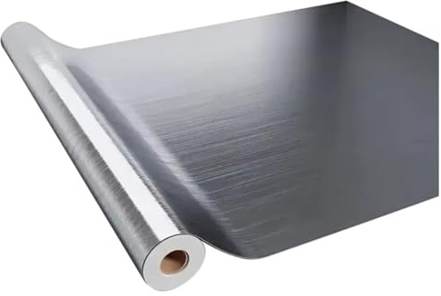 Wzxksoac Adhesivo de Pared de Metal Cepillado Plateado de 40 cm para Cocina, Sala de Estar, Refrigerador, Encimera, Papel Tapiz Adhesivo Impermeable.