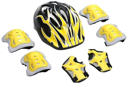 Juego de casco y almohadillas para niños, equipo de protección para patinete para niños, kit de casco y almohadillas ajustables para béisbol, hockey, patinaje, breakdancing, bicicleta, deportes al