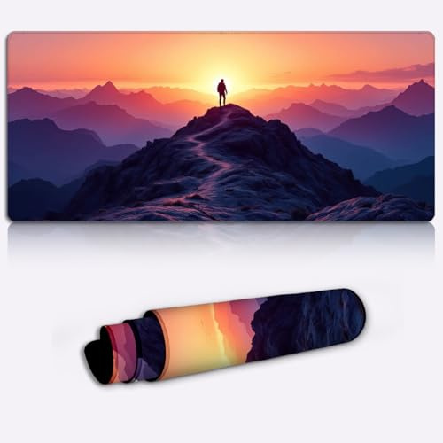 summit at sunset Printed PC Laptop Computer Mouse Mat Pad Non-Slip Rubber Base Pad Office Home Novelty Printed Desk Accessory Large Laptop Desktop Printed Art Ergonomic 600 * 350 * 4mm
