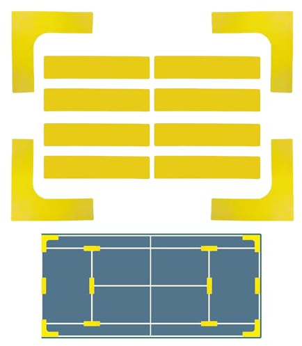Set di marcatura per Linee di Campo – Marcature per Tennis, Resistente al, Strumento di Layout Flessibile, Sportivi Antiscivolo, per Allenamento all'aperto, Scuola, Palestra, ECC