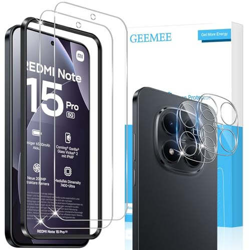 GEEMEE 2+2 Pezzi per Xiaomi Redmi Note 15 Pro 5G Vetro Temperato, Pellicola Vetro Temperato e Fotocamera Vetro temperato, 9H Protezione Schermo, Anti Graffi HD Protettiva