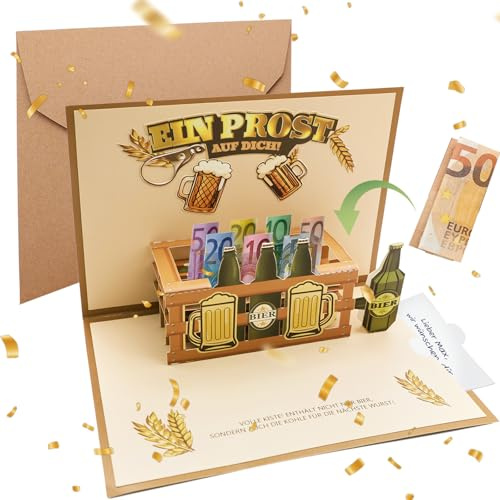 Geldgeschenk Bierkiste Pop up Geschenkbox, Bier Weihnachtsgrüße Geldgeschenke Geburtstag Geldkoffer als Geldgeschenk Männer Geschenke Geburtstag, Geldgeschenke Verpackung 60 Geburtstag Mann