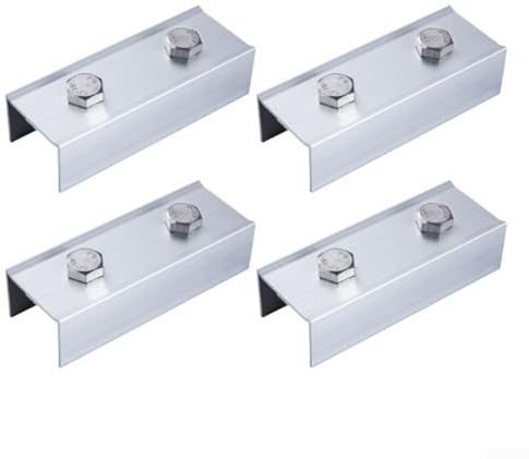 Hardware di montaggio per pannello solare, confezione da 4 connettori in alluminio PV Rail Staffa solare a forma di C per montaggio su tetto Modulo fotovoltaico Fissaggio resistente alle intemperie