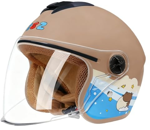 Casco De Ciclomotor para Niños Y Niñas De 3 A 12 Años, Casco Jet De Moto para Niños, Homologado Según La Norma ECE 22.06, Casco Abierto De Moto para Niños con Visera Solar L,48-54cm