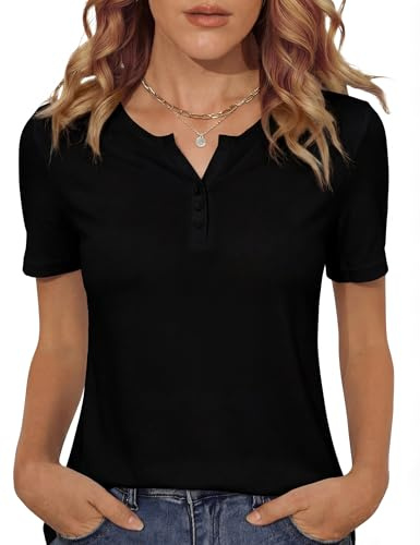 Totatuit T-Shirt a Maniche Corte Estiva Donna con Scollo a V Casual Camicia Basic Top Blusa Magliette Estive Eleganti