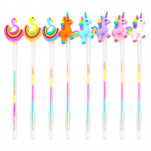Nurila 8 Stück Glitzerstifte, 0.5mm Regenbogen Stifte, Gelstifte Glitzer, Gelstifte für Notizbuch, Tagebuch, Zeichnung, Basteln, Kritzeln, Schule, Büro (Niedliche Tiere)