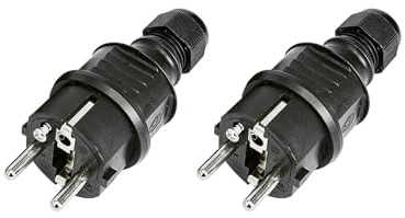 2 Prises Ensemble de Mâles 220V IP54, Fiche Male Prise Electrique, Fiches Robustes en Caoutchouc et Plastique, pour Utilisation Extérieure, pour Chantiers et Applications Professionnelles