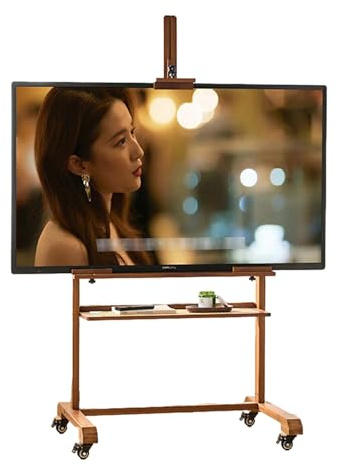Bärbart TV Stativ på Hjul, Justerbar TV Höjd, Mobilt TV Stativ för 32-85 Tums TV Apparater, Rullande TV Stativ, Golv TV Stativ med Hyllplan, TV Vagn(75x60x180 cm/29.5x23.5x71in)