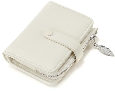 ANYWN Porte Feuille pour Femme, Petit Porte Monnaie Femme en Cuir Souple, Portefeuille Femme Petit Format avec Grand Compartiment à Monnaie zippé Beige