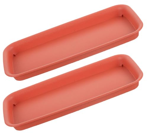 GRIRIW Vassoio Portavasi Rettangolare Rossa in Plastica 2 Pezzi | Vaso da Pianta, Uso in Giardinaggio e Decorazione Domestica, Aiuta Contro Caduta Terra e Sporco Pavimento