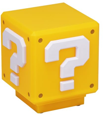 Lampe Mini Bloc Question Super Mario - Marchandise Officielle, Décor pour Chambre ou Salle de Jeu, Cadeau Rétro, Fonctionne sur Piles