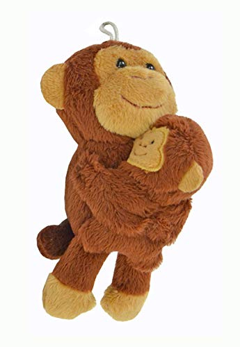 Kögler 27001 – Dúo mamá de mono con bebé como llavero, aprox. 13 cm de alto, ideal para el llavero, las mochilas o como amuleto de la suerte.