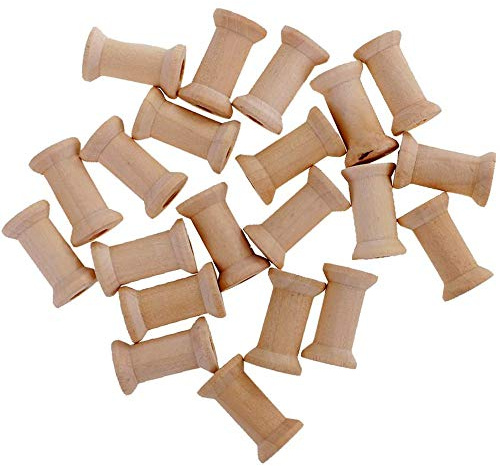 POFET Lot de 20 Bobine en Bois Vintage Bobines de Fils à Coudre bobines Vide Bois Bobines Naturel bobines Naturel à Coudre Accessoire