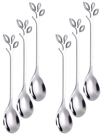 Turbokey Demitasse Espressolöffel, 11,9 cm, 6 Stück, klein, für Dessert, Tee, Vorspeisen, Partyzubehör (6 Löffel, Silber)