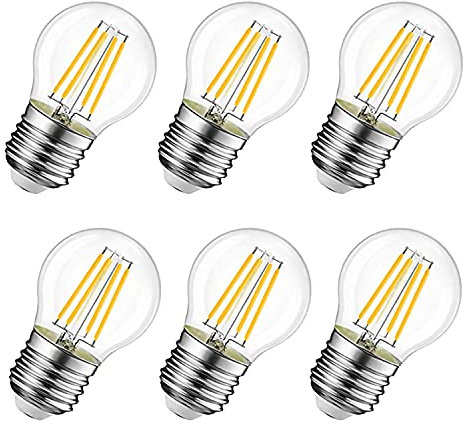 EXTRASTAR Ampoule LED Filament E27 G45, 6W Equivalente à Ampoule Traditionnelle Vintage 60W, Blanc Chaud 600Lm 3000K, Non Dimmable, Lot de 6.