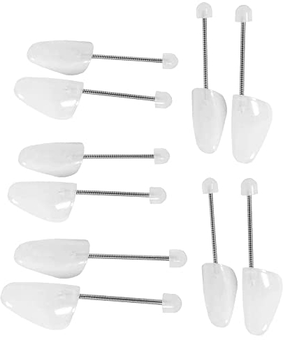 5 Pairs White Mens and Womens Traditional Plastic Flexible Shoe Tree Shaper Stretcher - Shoe Shapers UK 6.5-9/EU 39-42