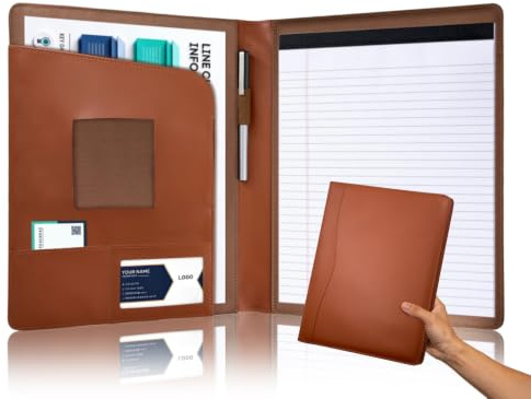 Konferenzmappe A4 Leder, Elegance Schreibmappe Portfolio Konferenzmappe Kunstleder für A4 Mappe Organizer Dokumentenmappe Große Fächern Aktenmappe für Notizblock Tablet Rechner