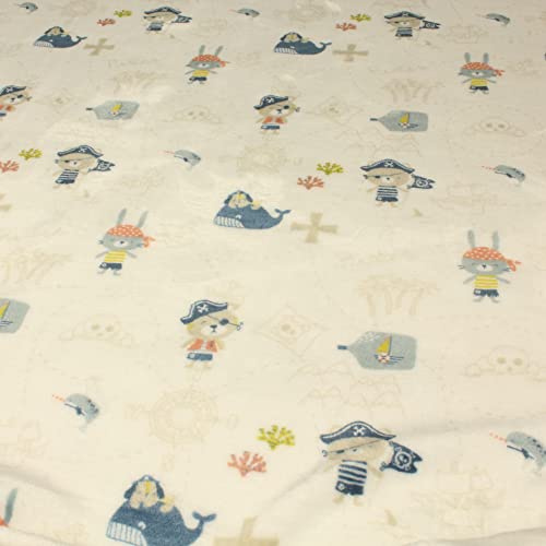 Hans-Textil-Shop Fleecestoff Kinder Piraten – Fleece Meterware Kinder 150 cm – Kinder Stoffe Fleece Piratenmuster – Kuschelig Weich, Decken, Bekleidung, Kissen, Deko