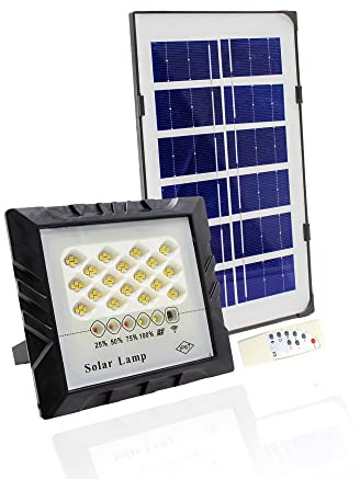 LED Solstrålkastare 50W 72LED + Solpanel, Fjärrkontroll, Automatisk Startsensor. IP67 Utomhus Solcellslampor, Uteplats, Trädgård, Garage.