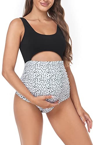 EastElegant Maillot de bain de grossesse avec cordon de serrage réglable au niveau de la poitrine, Noir , XXL