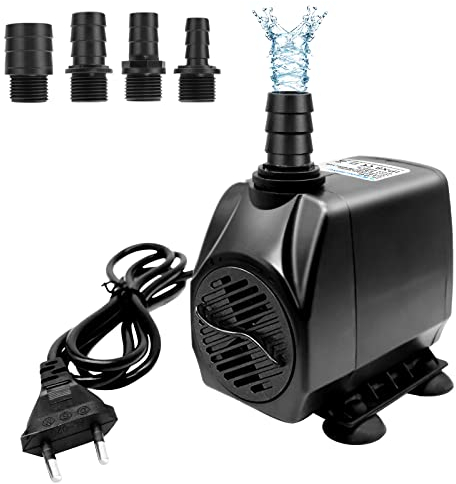 Aquarium Pumpe 35W 2500L/H Teichpumpe Wasserpumpe Klein Springbrunnenpumpe mit 3 Düse 13mm|16mm|19mm für Teich Brunnen Aquarium Garten