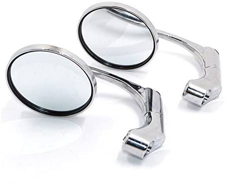 XKCMGSI Motorrad Rückspiegel Universal-Motorrad-Rückseitenspiegel, Runder Lenkerendenspiegel Mit M10-Adapter, Chrom-CNC-Aluminium Lenkerspiegel