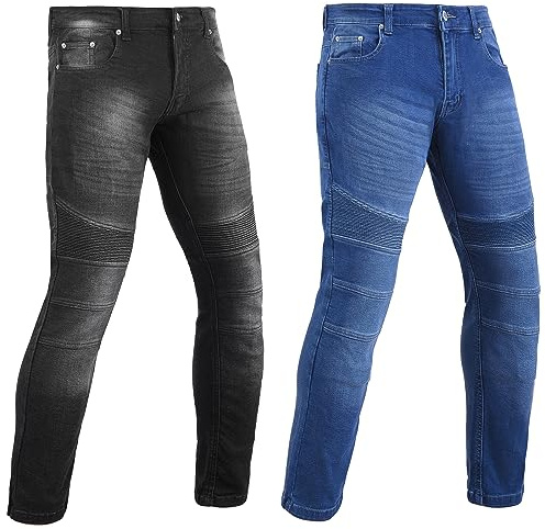 ADS SPORTS Men Slim Fit Motorbike Riding Jeans Aramid CE Armour Protected Motorcycle Stretch Denim Trouser Fully Protective Lining Fibre (UK, Waist & Inseam, 36, 32, Black)