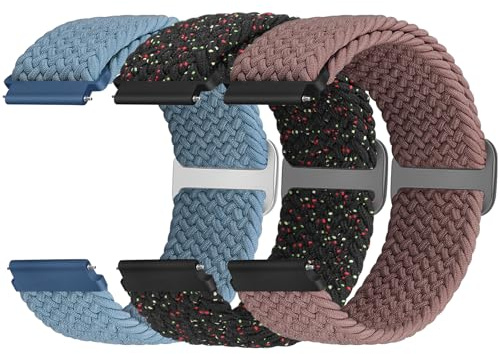 22mm Braided Strap Quick Release Compatible with Samsung Galaxy Watch 3 45mm/Garmin Venu 4 45mm/3 45mm/Venu 2/Vivoactive 4/Forerunner 570(47mm)/255/265/Amazfit Helio/Bip 6/5/Balance 2 for Women Men