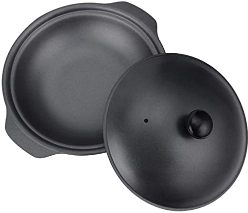 OQHAIR Padella Antiaderente in casseruola in ghisa con Coperchio Nero, Padella Antiaderente, Adatta per Persone Singole o Multiple, Mini Presentazione da Tavolo Nera Wok 16 cm (20 cm)