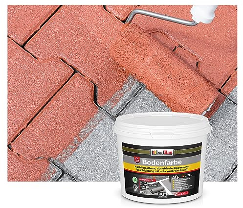 Isolbau Peinture pour sol - 12 kg - Peinture pour sol et béton pour cave, garage, atelier - Revêtement de sol imperméable pour intérieur et extérieur - Rouge brique (RAL)