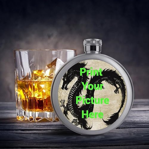 Flasque Personnalisée En Acier Inoxydable – Flacon De Poche Portable De 141,7 G Pour Les Voyages, Le Camping En Plein Air, Le Whisky, Les Boissons Alcoolisées, Photo Personnalisée, Cadeau De Noël