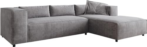 DELIFE Ecksofa Brom Mikrofaser Grau 260x175 cm Recamiere rechts