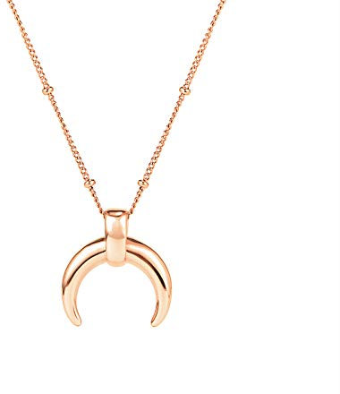 MENDOZZA Pure Damen Hals-Kette Halb-Mond Edelstahl Sichel 18 Karat Blogger Schmuck 50 cm Roségold
