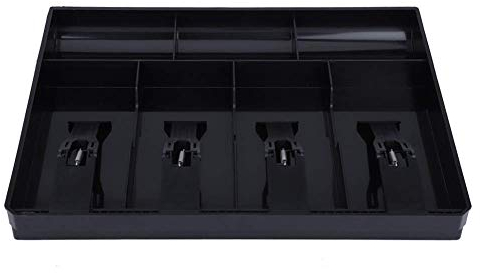 Kassenschublade, Kasseneinsatz, Ersatz für 4 Scheine und 3 Münzen, Geldaufbewahrungsbox, Kassenfach-Organizer, verwendet für Geschäfte, Banken, Supermärkte, Zuhause (schwarz)