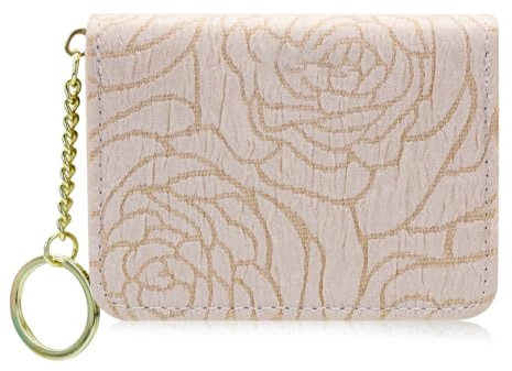 AdiStylinno Kreditkartenetui Damen, Tragbar Kartenetui 11 Fächer Kartenhalter Geldbörse Klein Portemonnaie Mit Reißverschluss und Schlüsselring (Beige)