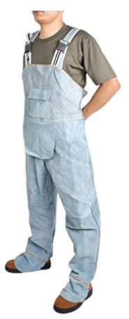 Leder-Schweißeranzug Unisex Bib Overalls Protective Leder Flamme Reparaturschweißer -Gurthose, Schutzkleidung Coverall Hitzebeständig und flammhemmend(BLUE,XX-Large)