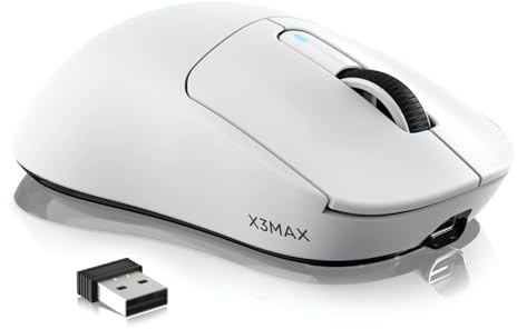 VGN GAMEPOWER x Attack Shark X3MAX PAW3950 Souris Gamer sans Fil Superlight, 42,000 DPI, 49g Ultra-Léger Souris Gaming, 2.4G/Filaire/Bluetooth, Interrupteur Optique, Batterie 200Heures, PC/Mac, Blanc