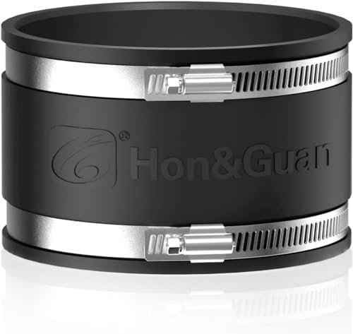 Hon&Guan Manchon en caoutchouc flexible de 150 mm avec deux colliers de serrage en acier inoxydable, manchon de réduction du bruit sans odeur, raccord de tuyau pour ventilateur de tuyau, filtre à
